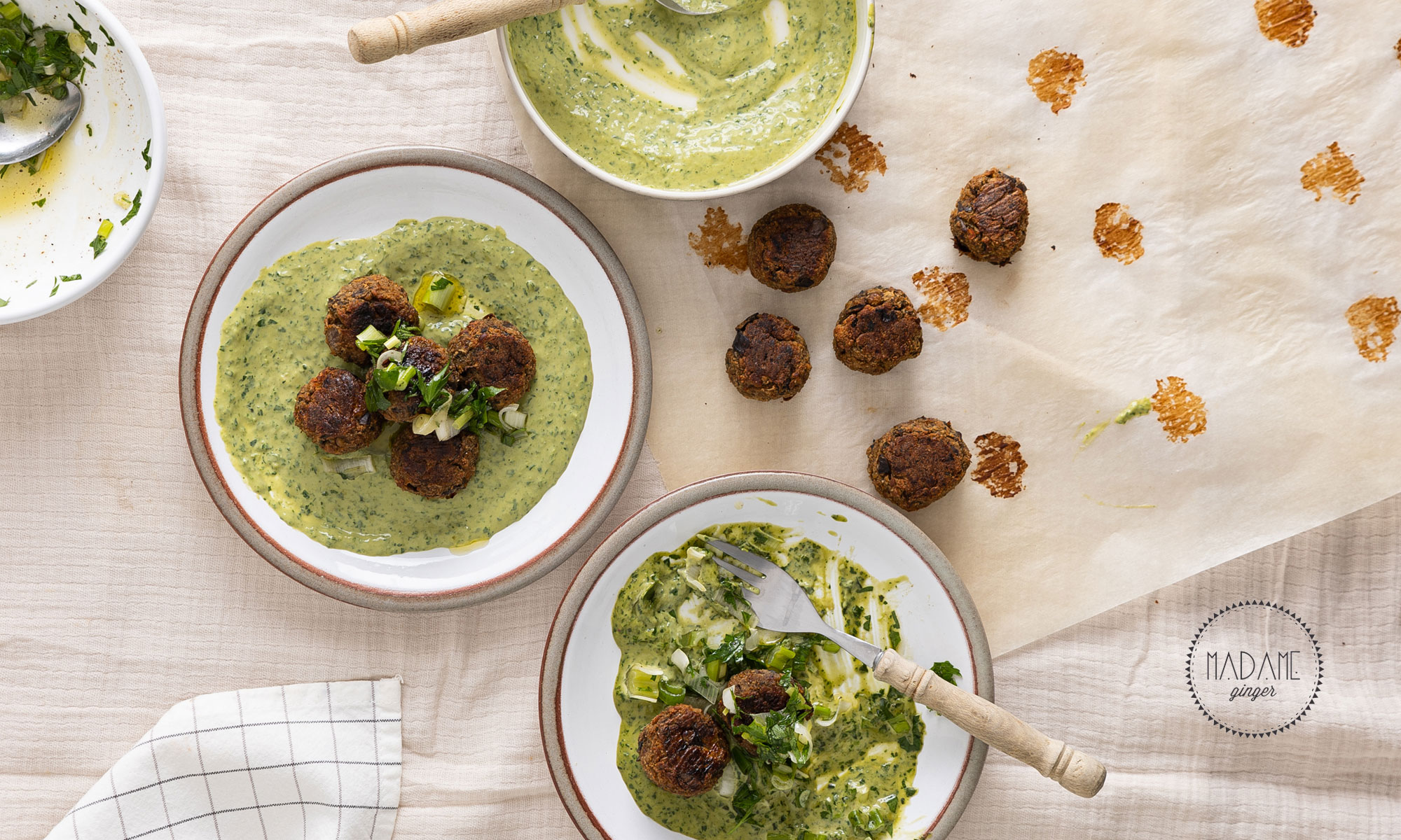 Eggplant Meatballs with Aromatic Tahini Sauce